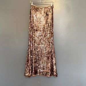 Free People “Sequins for Miles” Rose Gold Maxi